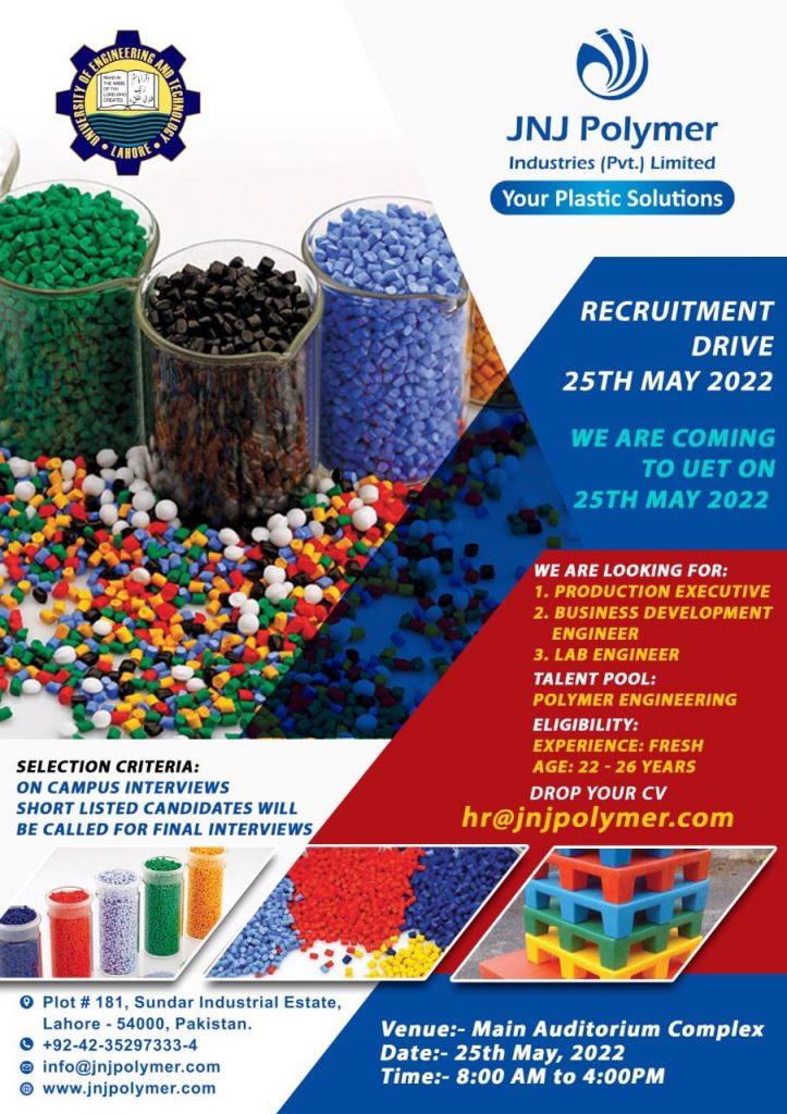 JNJ Polymer Recruitment Drive at UET Lahore ( 25th May,2022)